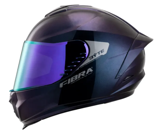 CASCO INTEGRAL FIBRA BYTE STREAM CAMALEON BRILLO VISOR TITANIUM PURPURA