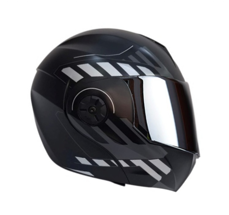 CASCO ABATIBLE ICH 3110DOT DOBLE VISOR CICU NEGRO GRIS MATE VISOR SILVER