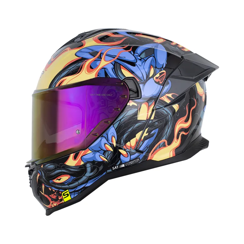 [190282] CASCO INTEGRAL SHAFT 598 GTR FIGHT NEGRO AZUL AMARILLO BRILLO (S)