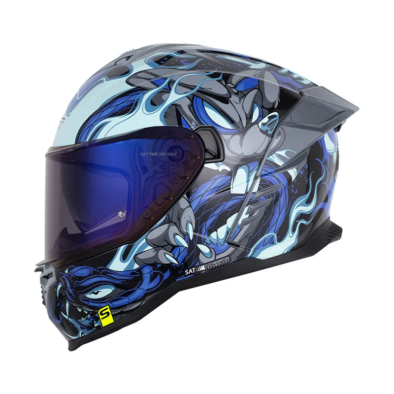 CASCO INTEGRAL SHAFT 598 GTR FIGHT NEGRO AZUL VERDE MENTA BRILLO
