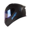CASCO INTEGRAL SHAFT SH582SP EVO SOLID NEGRO AZUL MATE VISOR AZUL SPOILER NEGRO