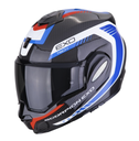 CASCO MODULAR SCORPION EXO-TECH EVO CARBON COSSY NEGRO AZUL ROJO BRILLO