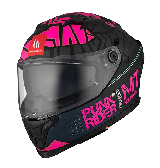 CASCO INTEGRAL MT FF128 DOBLE VISOR BRAKER PUNK RIDER B8 NEGRO FUCSIA MATE