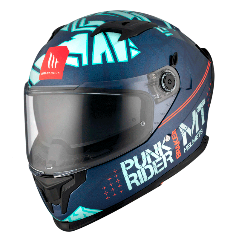 CASCO INTEGRAL MT FF128 DOBLE VISOR BRAKER PUNK RIDER C7 AZUL OSCURO AZUL CLARO BRILLO