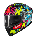 CASCO INTEGRAL MT FF128 DOBLE VISOR BRAKER CRAZY TEDDY B7 AZUL FUCSIA BRILLO
