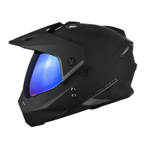 CASCO MULTIPROPOSITO HRO MX330 DOBLE VISOR SOLID NEGRO GRIS OSCURO MATE VISOR AZUL