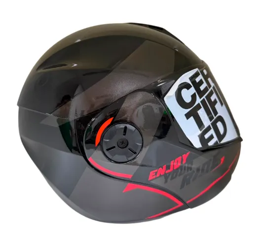 CASCO ABATIBLE ICH 3110 DOBLE VISOR TREAT NEGRO GRIS OSCURO ROJO BRILLO VISOR NEGRO