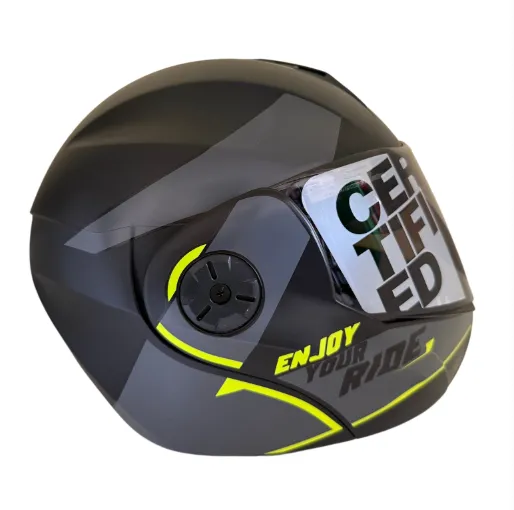 CASCO ABATIBLE ICH 3110 DOBLE VISOR TREAT NEGRO GRIS OSCURO AMARILLO MATE VISOR NEGRO