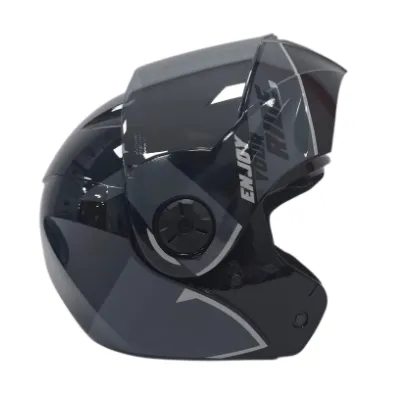 CASCO ABATIBLE ICH 3110 DOBLE VISOR TREAT NEGRO GRIS OSCURO GRIS BRILLO VISOR SILVER