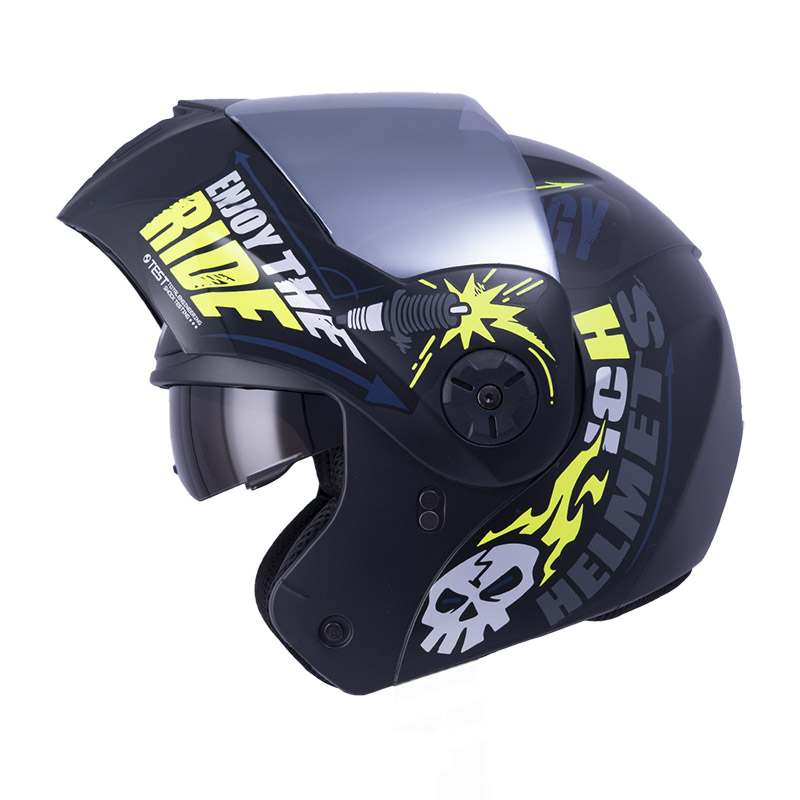 CASCO ABATIBLE ICH 3110DOT DOBLE VISOR SPEED MAST NEGRO AMARILLO VISOR SILVER