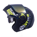 CASCO ABATIBLE ICH 3110DOT DOBLE VISOR SPEED MASTER NEGRO AMARILLO MATE VISOR DORADO