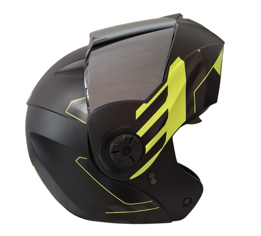 CASCO ABATIBLE ICH 3110DOT DOBLE VISOR CICU NEGRO AMARILLO VISOR SILVER (S)