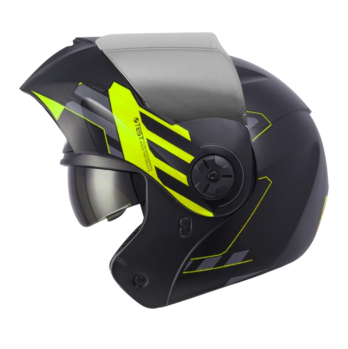 CASCO ABATIBLE ICH 3110DOT DOBLE VISOR CICU NEGRO AMARILLO VISOR SILVER