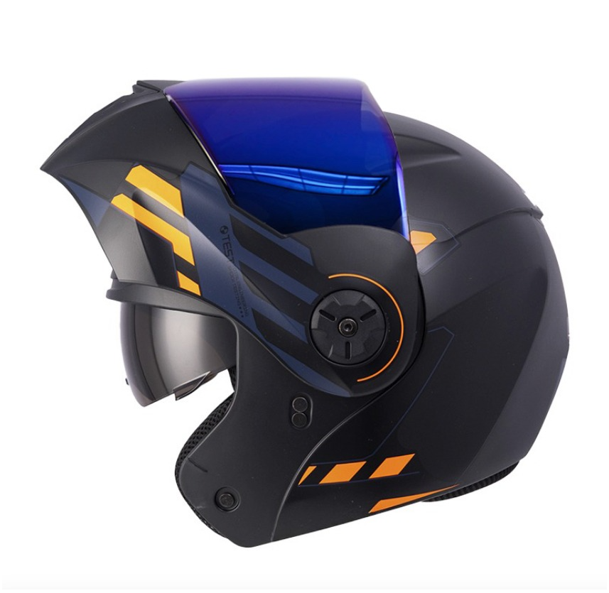 CASCO ABATIBLE ICH 3110DOT DOBLE VISOR CICU NEGRO AZUL NAVY MATE VISOR AZUL