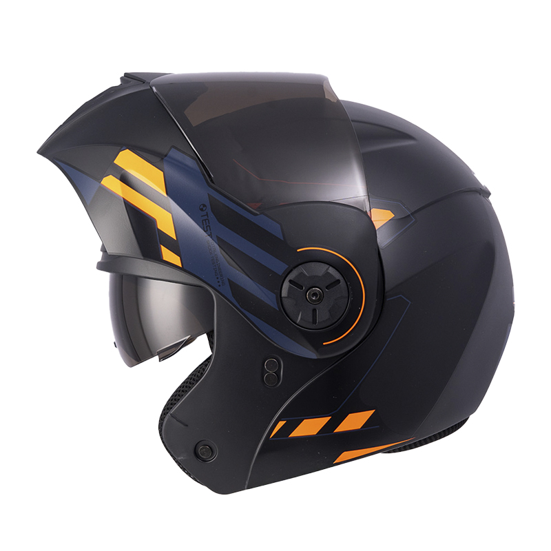 CASCO ABATIBLE ICH 3110DOT DOBLE VISOR CICU NEGRO AZUL NAVY MATE VISOR NEGRO (S)