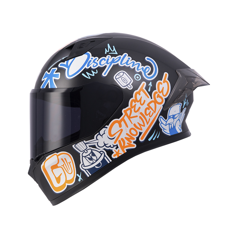 CASCO INTEGRAL ICH 503 SKILL NEGRO NARANJA MATE VISOR NEGRO
