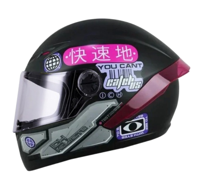 CASCO INTEGRAL ICH 501SP ARIGATO NEGRO FUCSIA BRILLO VISOR TRANSPARENTE