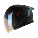CASCO ABIERTO SHAFT SH226 GT SOLID NEGRO NEGRO MATE SPOILER Y VISOR AZUL