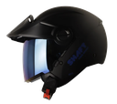 CASCO ABIERTO SHAFT SH212 SOLID NEGRO AZUL MATE VISOR AZUL