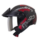 CASCO ABIERTO SHAFT SH212 RACER GRIS OSCURO ROJO MATE VISOR SILVER