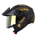 CASCO ABIERTO SHAFT SH212 RACER NEGRO DORADO MATE VISOR DORADO