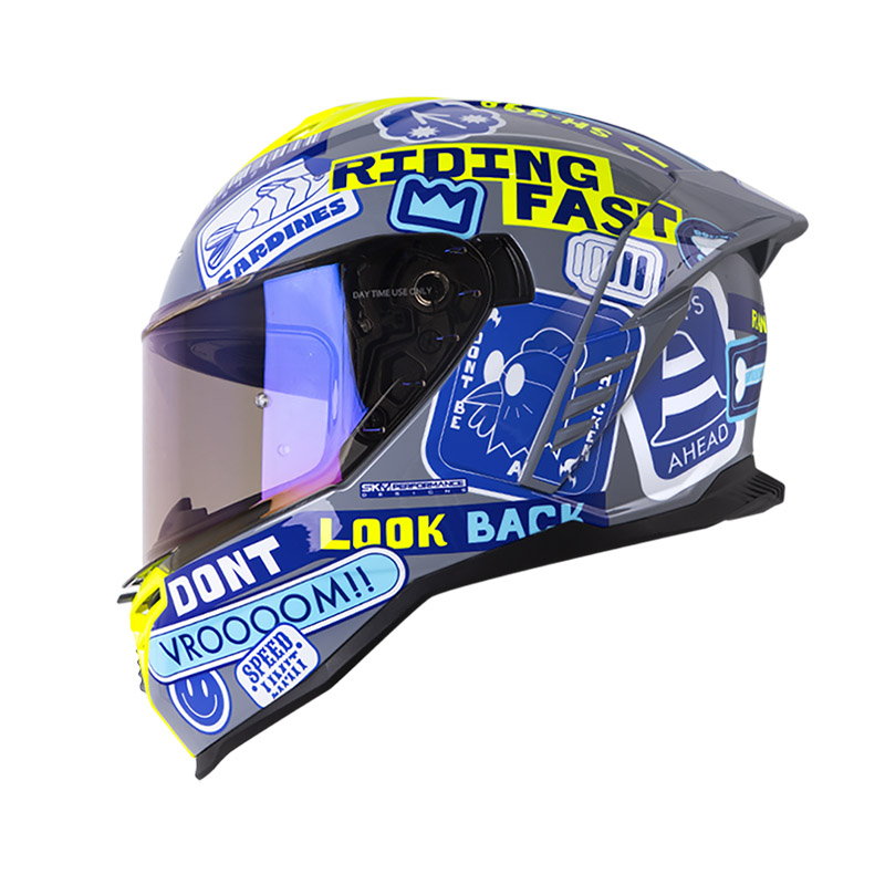 CASCO INTEGRAL SHAFT 598GTR RANDOMIZER GRIS OSCURO AZUL BRILLO
