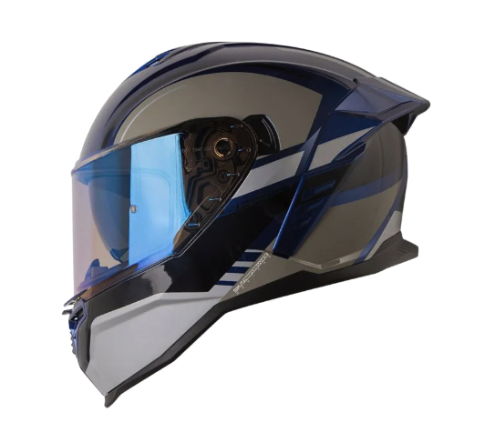 CASCO INTEGRAL SHAFT SH598GTR ADIV AZUL METALIZADO SILVER BRILLO