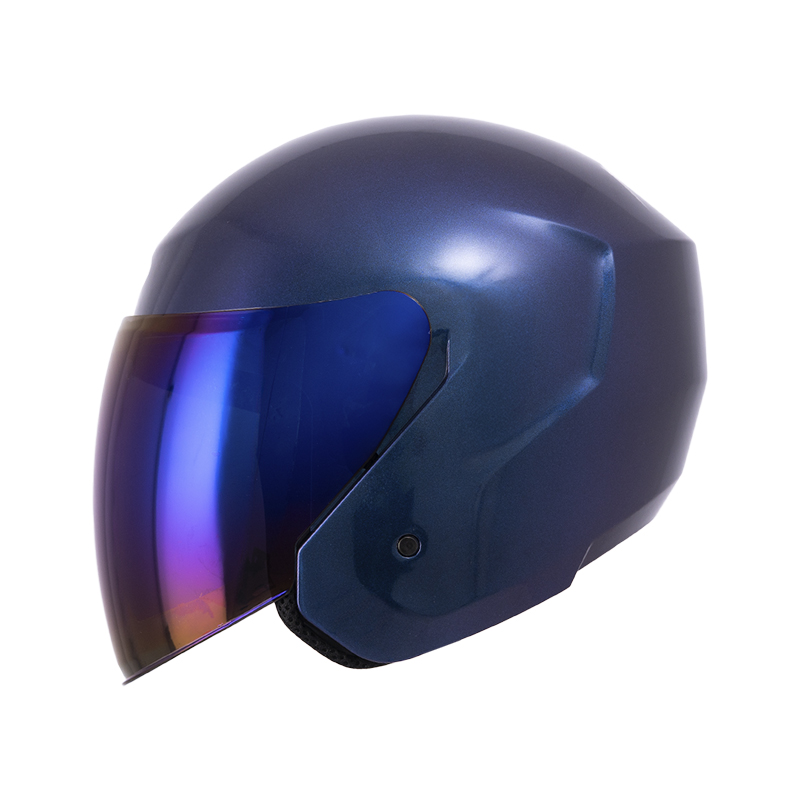 CASCO ABIERTO TECH T10 SOLID CAMALEON BRILLO VISOR AZUL