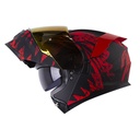 CASCO ABATIBLE HRO 3440 DOBLE VISOR GRUNGSTER NEGRO ROJO MATE