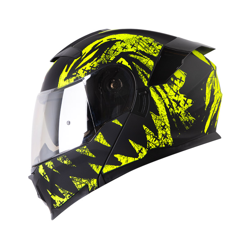 CASCO ABATIBLE HRO 3440 DOBLE VISOR GRUNGSTER NEGRO AMARILLO MATE