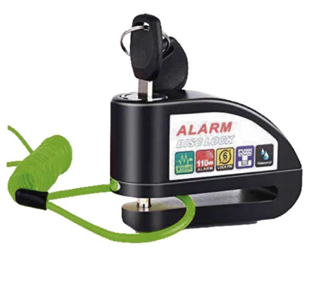 CANDADO FRENO DISCO ALARMA LOCK SET GUAYA NEGRO