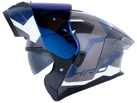 CASCO ABATIBLE HRO 3480 DOBLE VISOR PRIVILEX GRIS OSCURO AZUL OSCURO BRILLO