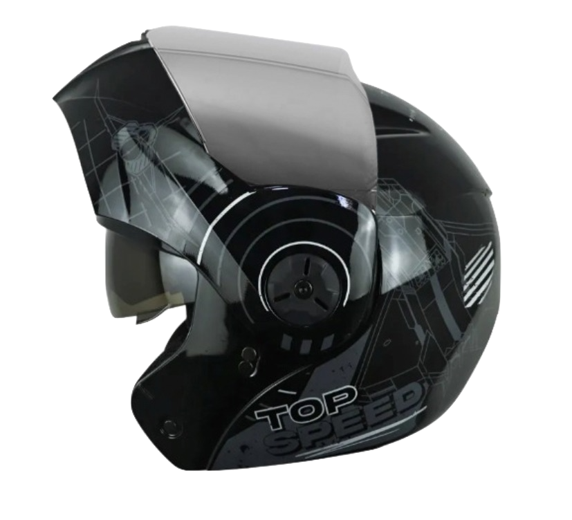 CASCO ABATIBLE ICH 3110DOT DOBLE VISOR AIR FORZA NEGRO SILVER VISOR SILVER