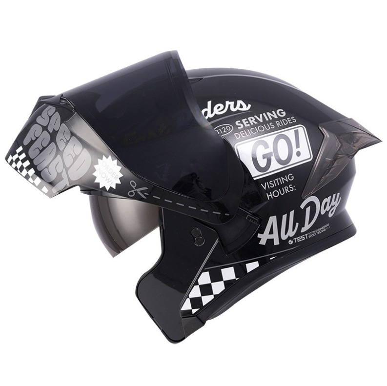 CASCO ABATIBLE ICH 3120 DOBLE VISOR FIFTIES NEGRO GRIS VISOR NEGRO