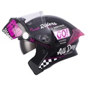 CASCO ABATIBLE ICH 3120 DOBLE VISOR FIFTIES NEGRO FUCSIA BRILLO VISOR TRANSPARENTE