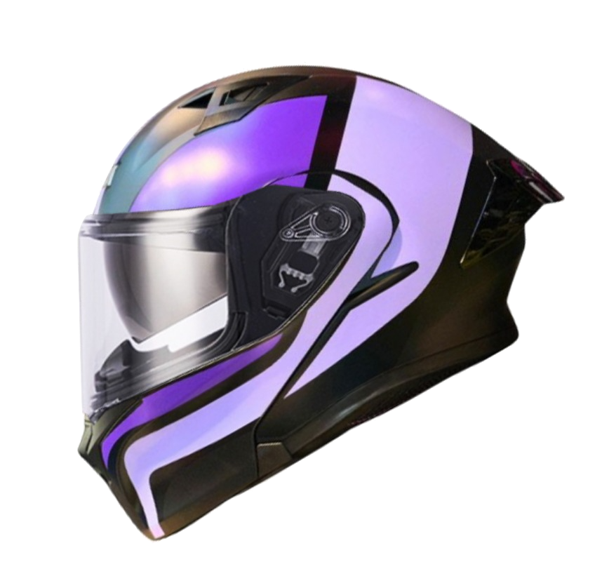 CASCO ABATIBLE ICH 3120 DOBLE VISOR FURTHER NEGRO LILA VISOR TRANSPARENTE