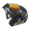 CASCO ABATIBLE ICH 3110DOT DOBLE VISOR AIR FORZA NEGRO AMARILLO MATE VISOR DORADO