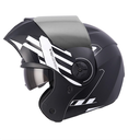 CASCO ABATIBLE ICH 3110DOT DOBLE VISOR CICU NEGRO BLANCO MATE VISOR SILVER