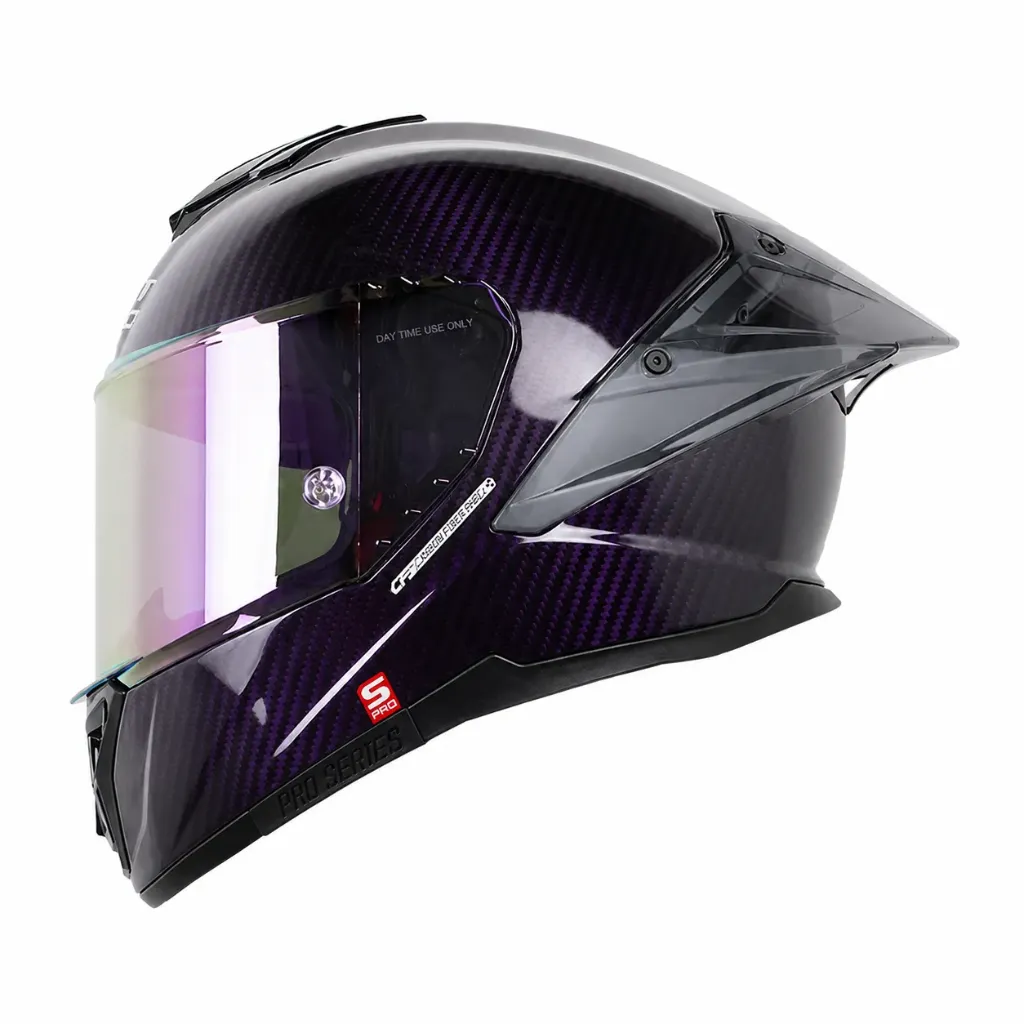 CASCO INTEGRAL SHAFT PRO 620 CARBON EVO 3K SOLID MORADO SILVER BRILLO SPOILER NEGRO VISOR MORADO (S)