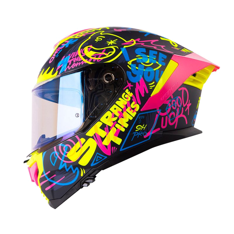 CASCO INTEGRAL SHAFT PRO 609 DOBLE VISOR FREEDOM AZUL OSCURO AMARILLO MATE