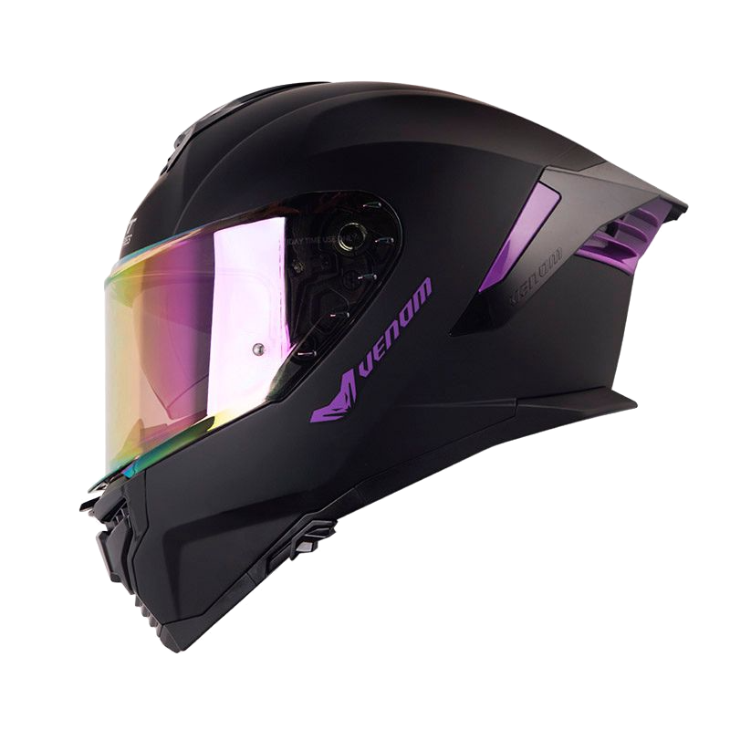 CASCO INTEGRAL SHAFT PRO 609 DOBLE VISOR VENOM SOLID NEGRO MORADO MATE