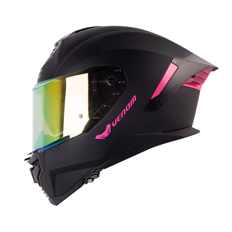 CASCO INTEGRAL SHAFT PRO 609 DOBLE VISOR VENOM SOLID NEGRO FUCSIA MATE