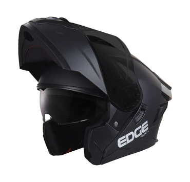 CASCO ABATIBLE EDGE DOBLE VISOR BOSTON SOLIDO NEGRO BRILLO