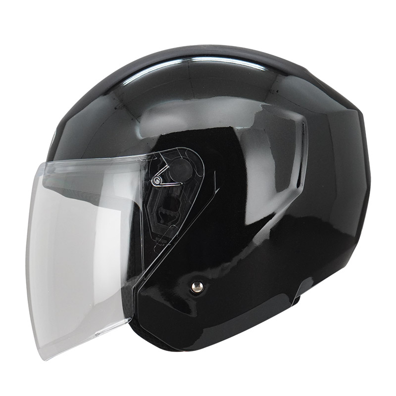 CASCO ABIERTO TECH T10 SOLID NEGRO BRILLO VISOR NEGRO