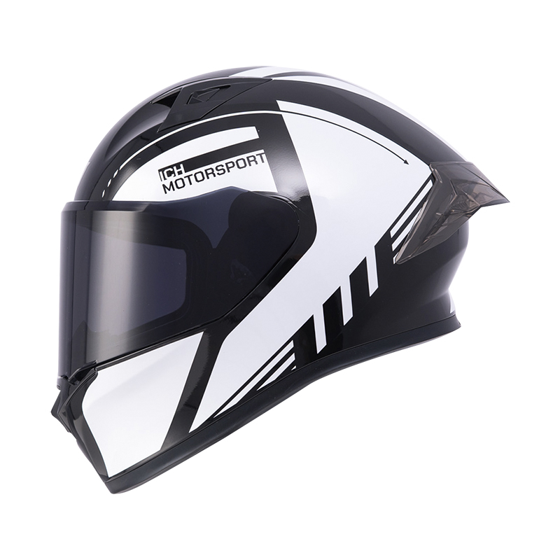 CASCO INTEGRAL ICH 503 DUKO NEGRO BLANCO BRILLO VISOR NEGRO