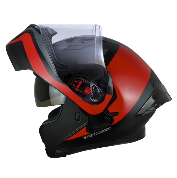 CASCO ABATIBLE ICH 3120 DOBLE VISOR FURTHER NEGRO ROJO VISOR TRANSPARENTE