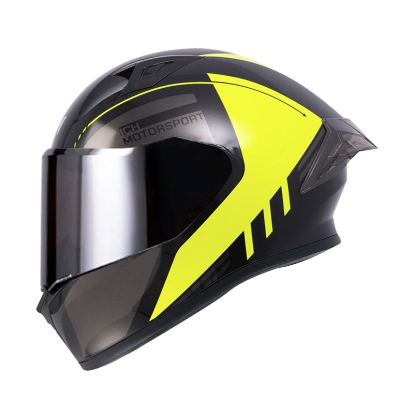CASCO INTEGRAL ICH 503 DUKO NEGRO AMARILLO VISOR SILVER