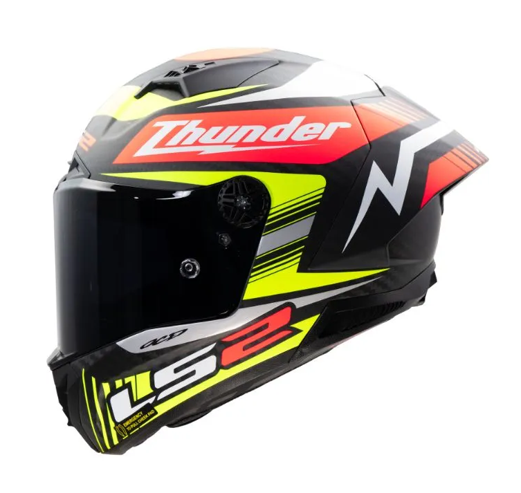 CASCO INTEGRAL LS2 805 THUNDER GP AERO REPLICA CARBONO NEGRO AMARILLO MATE (S)