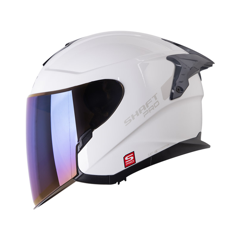 CASCO ABIERTO SHAFT PRO 240 DOBLE VISOR SOLID BLANCO PERLA GRIS BRILLO (S)
