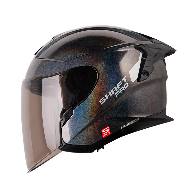 [190438] CASCO ABIERTO SHAFT PRO 240 DOBLE VISOR SOLID CAMALEON SILVER BRILLO (S)
